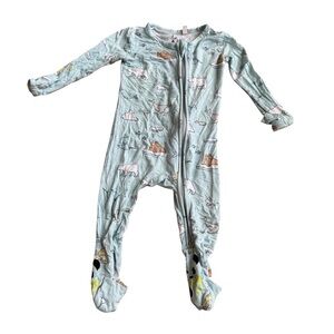 Bellabu Bear Bamboo Pajama Footed Sleeper 2-way zip Baby Boy 6-9M